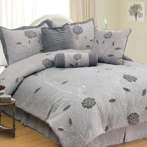  Thames 7 Piece Comforter Set in Soft Gray Size: Queen 