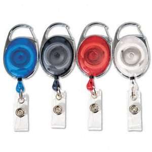   Carabiner style ID Card Reel, 5 Each Blue, Clear, Red, Smoke, 20/pack