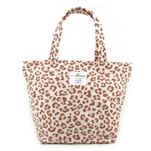 Leopard Print PVC/Canvas Shopper Tote Bag Medium   IVORY 