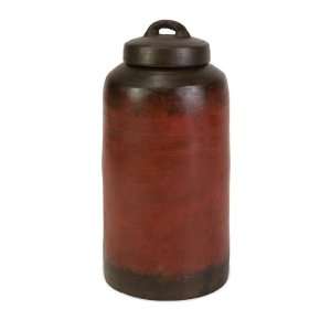   Rustic Finish Lidded Red Terracotta Canister