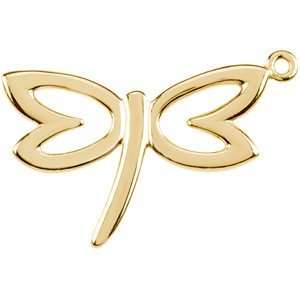  14K Yellow Gold Tiny Dragonfly Charm: Jewelry