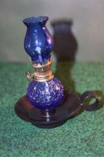 Vintage Souvenir Opryland Tenn Mini Blue Glass Oil Lamp  