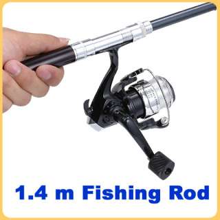 Mini Pen Black Fishing Telescopic Rod With Free Reel  