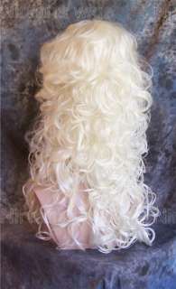 Julienne White Blonde Costume Wig with Beehive & Long Ringlet Curls 