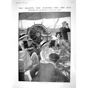   1910 TEA YACHT COWES SOLENT LION WAR SHIP SHANNON KENT