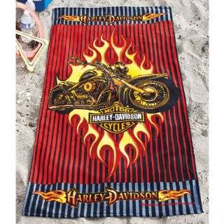 Harley Davidson Flames Beach Towel