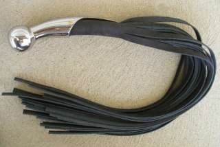   HEAVY Black Leather Flogger 24 TAILS Metal Handle   GOTHIC GOTH  