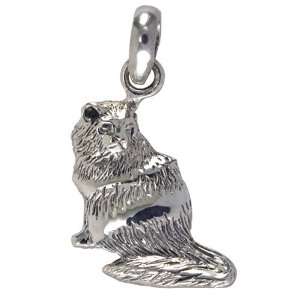  Sterling Silver Persian Cat Charm: glitzs: Jewelry