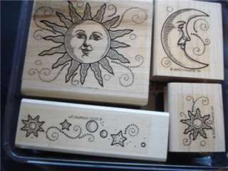 Stampin UP Stamp Set Sun, Moon & Stars 4 Stamps Sun With Face  