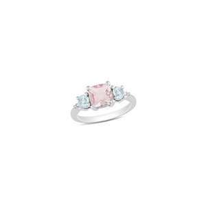 ZALES Cushion Cut Morganite, Sky Blue Topaz and Diamond Accent Ring in 