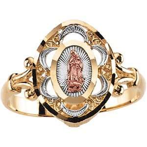  14K Yellow Gold Tricolor Our Lady Of Guadalupe Ring Size 6 