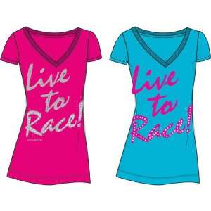  Live To Race Ladies Vneck Racing Tee Pinkxx Large 2003 