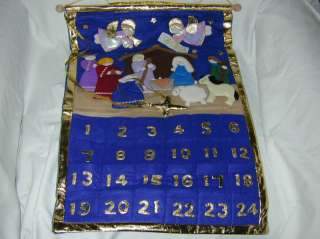 CHRISTMAS BLUE AND GOLD COLOR FELT ADVENT CALDENDAR NEW  