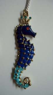 Betsey Johnson $65 Mermaid s Tale RARE Blue Teal Seahorse Chain Link 