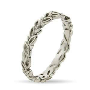 Stackable Reflections Silver Leaves Thin Stackable Band Size 5 (Sizes 