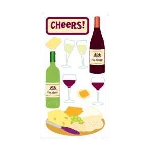 Essentials Dimensional Stickers 2.75X6.75 Sheet   Wine & Cheese Wine 