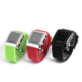 LED Mirror Silicon Gel Belt Men Lady Unisex Wrist Watch  