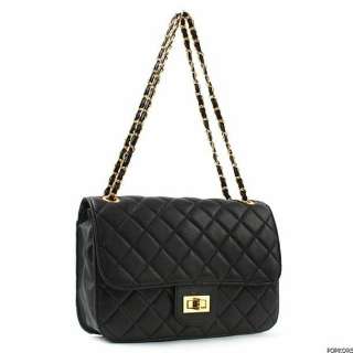 NEW Black Quilted Gold Chains Basic Handbags Shoulder Crossbody Bags 