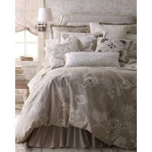   Callisto Home Standard Sham Ivory with Tan Embroidery