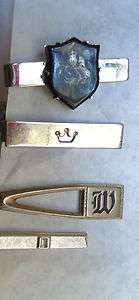LOT 4 Vintage Tie Tacks Clasps 3 Swank 1 Hickok W Horse Shield Crown 