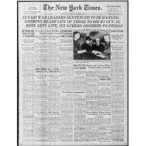   New York Times,Headline,Trials,Nuremberg trial verdict
