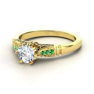  Elizabeth Ring, Round Diamond 18K Yellow Gold Ring with 