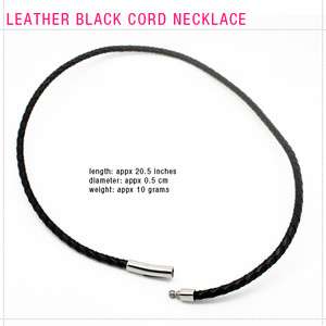 Black Stainless Steel Braided LEATHER Black Necklace  