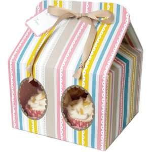 Meri Meri Cupcake Box Pink Striped, Large 3 Pack