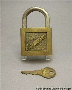 Vintage Slaymaker Lock Padlock Brass Case Steel Shackle with Key 