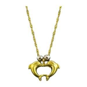  14K Two Tone Gold Dolphin Necklace: Katarina: Jewelry