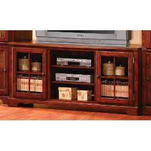  Coaster TV Stand with Glass Doors in Warm Merlot Finish 