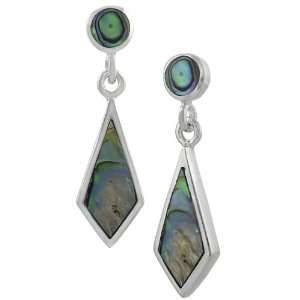  Sterling Silver Abalone Diamond Earrings: Jewelry
