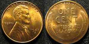 1947 S Lincoln Cent   Red Brilliant Uncirculated  