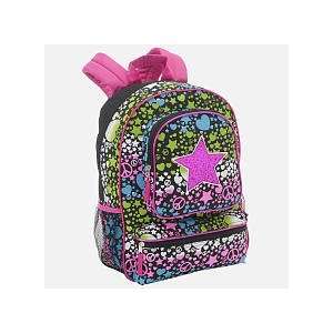  17 inch Glitter Star Backpack   Black and Pink