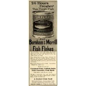  1915 Ad Burnham Morrill Fish Flakes Fish Food Cooking 