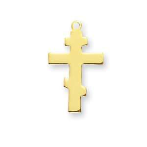 Plain Greek Cross w/18 Chain   Boxed 14k Gold Over St Sterling Silver 