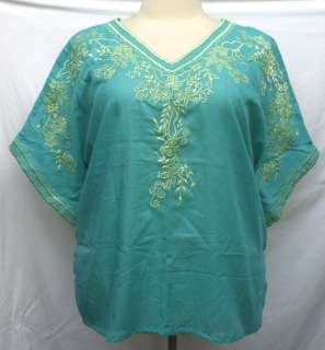 Blue Green with Green Embroidery