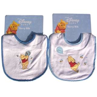 Winnie the Pooh Baby Embroidered Terry Bib Boy NEW  