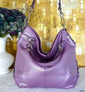 NWT COACH STUNNING PURPLE SHIMMER SEXY BROOKE LARGE LEATHER HOBO TOTE 