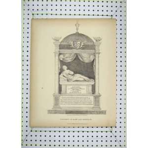   1800 Antique Print View Monument Mary Lady Newdigate