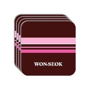 Personal Name Gift   WON SEOK Set of 4 Mini Mousepad Coasters (pink 