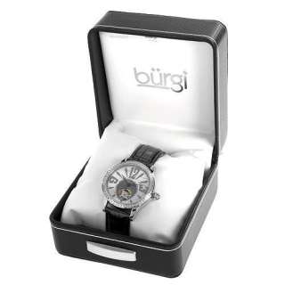 Burgi Womens Diamond Open Heart Automatic Watch  