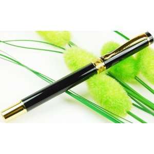   Carved Ring Fountain Pen Nib F 18kgp with Push in Style Ink Converter