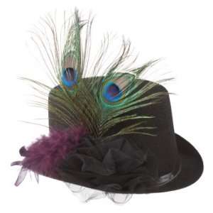   of 6 Peacock Feather Bowler Hat Halloween Accessories