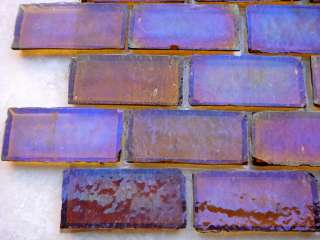 Iridescent Amber Brick 12x12 Rustic Glass Tile Mosaic Sheet (1x2 