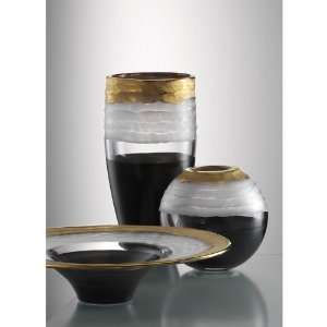   Candlestick with Sandblasted and Gold and Black Painted Pattern, 10.6