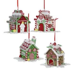   Lighted Claydough Candy House Christmas Ornaments 3