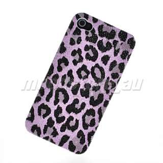 LEOPARD HARD LEATHER RUBBER BACK CASE COVER FOR APPLE IPHONE 4 4G 