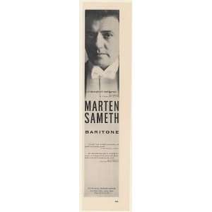  1960 Baritone Marten Sameth Photo Booking Print Ad (Music 