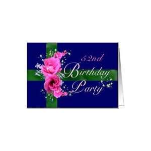  52nd Birthday Party Invitations Pink Flower Bouquet Card 